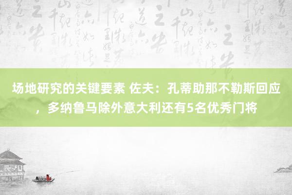 场地研究的关键要素 佐夫：孔蒂助那不勒斯回应，多纳鲁马除外意大利还有5名优秀门将