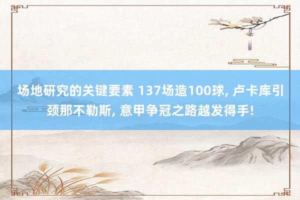 场地研究的关键要素 137场造100球, 卢卡库引颈那不勒斯, 意甲争冠之路越发得手!