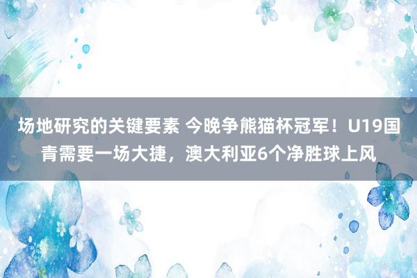 场地研究的关键要素 今晚争熊猫杯冠军！U19国青需要一场大捷，澳大利亚6个净胜球上风