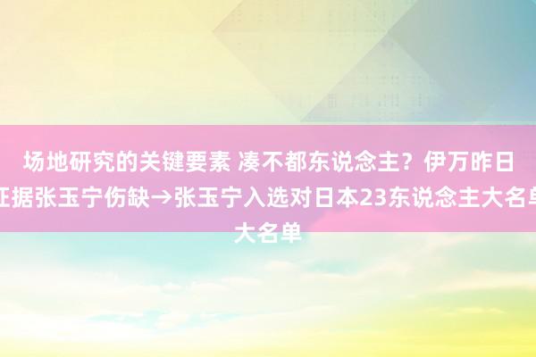 场地研究的关键要素 凑不都东说念主？伊万昨日证据张玉宁伤缺→张玉宁入选对日本23东说念主大名单